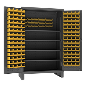 Durham HDC48-144-4S95 Cabinet, 12 Gauge, 4 Shelves, 144 Yellow Bins, 48 X 24 X 78