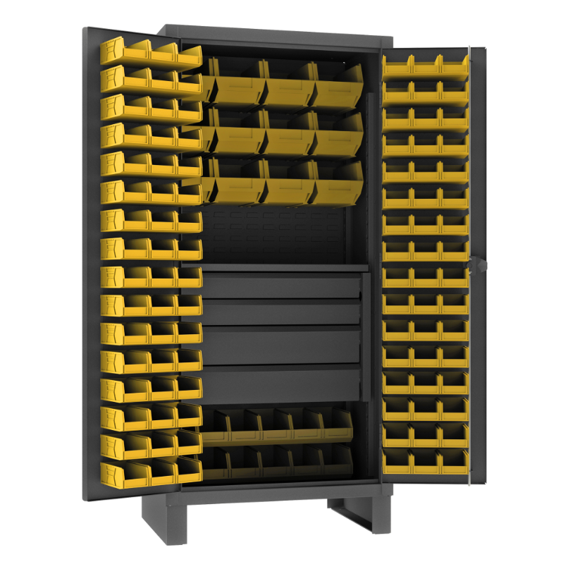 Durham HDCD243678-120-4M95 Cabinet, 12 Gauge, 1 Shelf, 120 Bins, 4 Drawers, 36 X 24 X 78