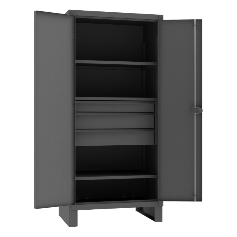 Durham HDCD243678-3M95 Cabinet, 12 Gauge, 3 Shelves, 3 Drawers, 36 X 24 X 78