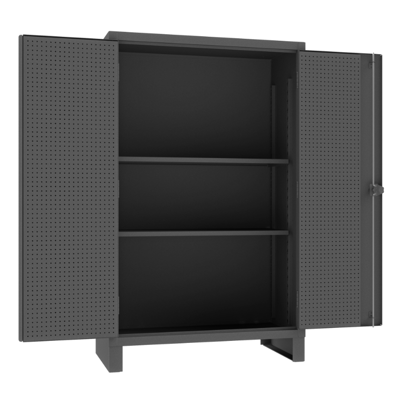 Durham HDCP244878-2S95 Pegboard Cabinet, 12 Gauge, 2 Adjustable Shelves, 48 X 24 X 78