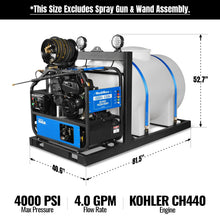 Load image into Gallery viewer, MechMaxx 4000 PSI 4 GPM KOHLER E-Start Engine Hot Water Pressure Washer Skid Mounted with 245 Gal Tank, HPW40KBT