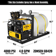 Load image into Gallery viewer, MechMaxx 4000 PSI 4 GPM ZONSEN E-Start Engine Hot Water Pressure Washer Skid Mounted with 245 Gal Tank, HPW40DBT