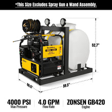 Load image into Gallery viewer, MechMaxx 4000 PSI 4 GPM ZONSEN E-Start Engine Hot Water Pressure Washer Skid Mounted with 175 Gal Tank, HPW40DT