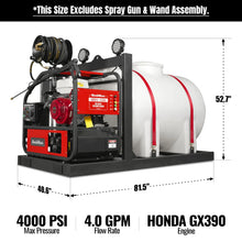 Load image into Gallery viewer, MechMaxx 4000 PSI 4 GPM HONDA E-Start Engine Hot Water Pressure Washer Skid Mounted with 245 Gal Tank, HPW40HBT