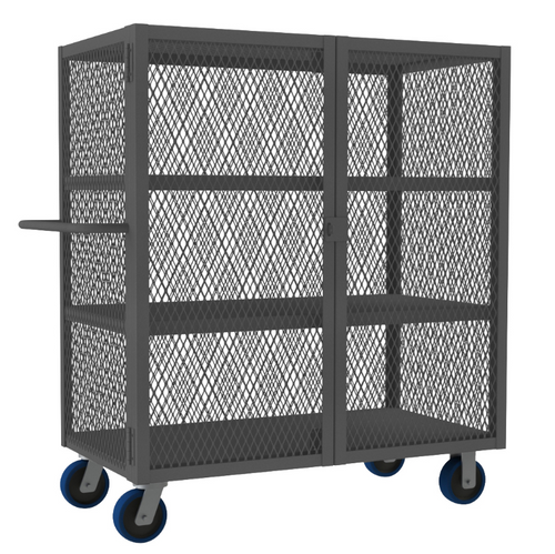 Durham HTL-2448-DD-3-6PU-95 Mesh Truck, 2 Fixed Shelves, 1 Base Shelf, 24 X 48, 2000 Lbs. Capacity
