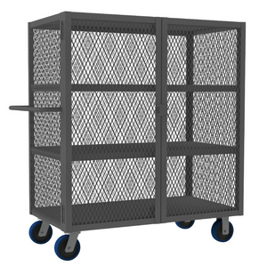 Durham HTL-2448-DD-3-6PU-95 Mesh Truck, 2 Fixed Shelves, 1 Base Shelf, 24 X 48, 2000 Lbs. Capacity