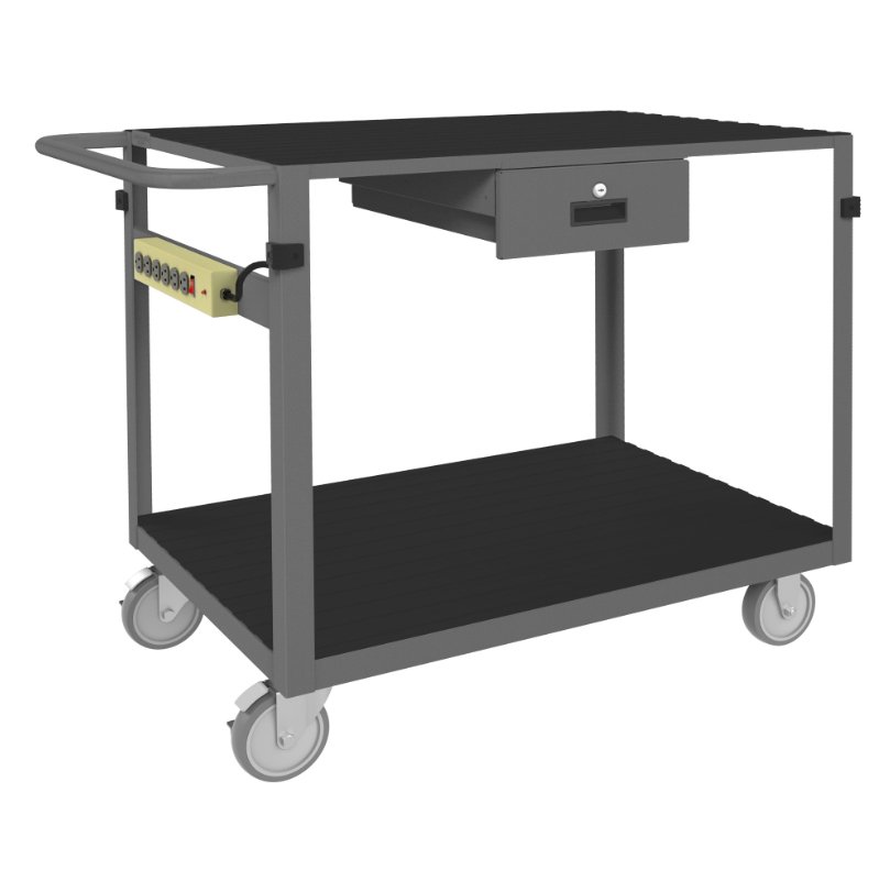Durham IC2436315PO95 Instrument Cart, 2 Shelves, 24 X 36, 4 Bumper Cor