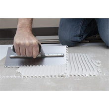 Load image into Gallery viewer, Marshalltown LF1411SD ¼” Carbon Steel LayFlat Notch Trowel- DuraSoft Handle (11X4.5”Blade) w/ Hanger (6/Pack)