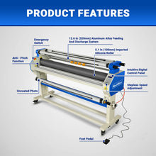 Load image into Gallery viewer, MechMaxx 65" Wide Format Full-Auto Cold &amp; Heat Assisted Pneumatic Laminator Machine with 4 Trimmers, Max Speed 40ft/min, 63" Max Width, 1.1" Max Thickness, Infrared Heating, Digital Control Pneumatic 