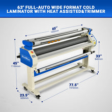 Load image into Gallery viewer, MechMaxx 65" Wide Format Full-Auto Cold &amp; Heat Assisted Pneumatic Laminator Machine with 4 Trimmers, Max Speed 40ft/min, 63" Max Width, 1.1" Max Thickness, Infrared Heating, Digital Control Pneumatic 