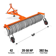 Load image into Gallery viewer, MechMaxx 84" Landscape Rake with Bolt-On Wheels &amp; 42 Tines 3 Point Hitch Tractor Attachment, LR84W