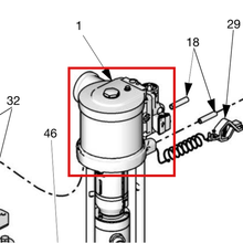 Load image into Gallery viewer, Graco M04LN0 Air Motor, 400 cc displacement, 3.5 in piston diameter, 2.5 in stroke, low noise, compatible with DataTrak with Cycle Count - item 1 highlighted in the Graco 312799EN-V parts diagram