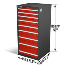 Load image into Gallery viewer, MechMaxx Heavy Duty Modular Drawer Cabinet - 9 Drawer, 59" H x 28.5" W x 28.5" D Tool Storage Organizer, Steel Construction