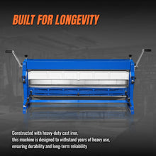 Load image into Gallery viewer, MechMaxx 52-inch 3-in-1 Pan and Box Brake – Slip Roll, Shear, Bending Machine for Sheet Metal, 20 Gauge Mild Steel, Adjustable Fingers, Heavy Duty, Metalworking, Fabrication, Rolling, Bending MMCB5220