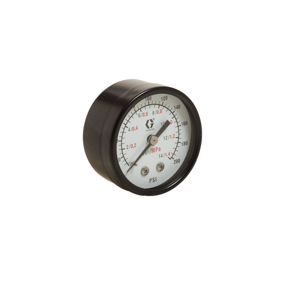 Low Pressure Air Gauge, back mount, 0-14 bar (0-200 psi) pressure range