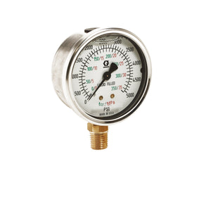 Stainless Steel High Pressure Fluid Gauge, 0-68 bar (0-1000 psi) pressure range