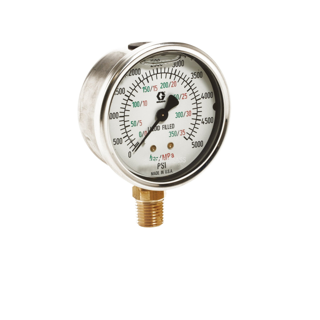 Stainless Steel High Pressure Fluid Gauge, 0-68 bar (0-1000 psi) pressure range