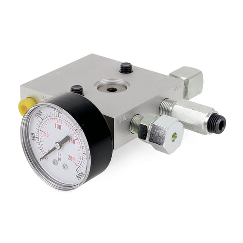 Graco Pump-to-Reservoir Manifold for Modu-Flo Pumps, NPT, Dry Gauge, Fill Check, Outlet Check, Blowout