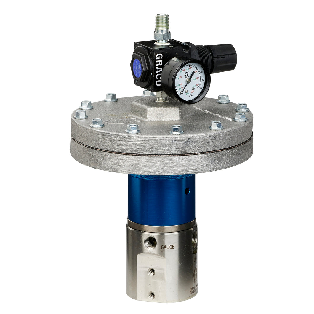 Graco 238894 Corrosion Resistant High Fluid Pressure Regulator, 500-4000 psi Range, 1.0 gpm, SST, Air, 3/8(f) x 3/8(f), 1/4(f) Port, with gauge