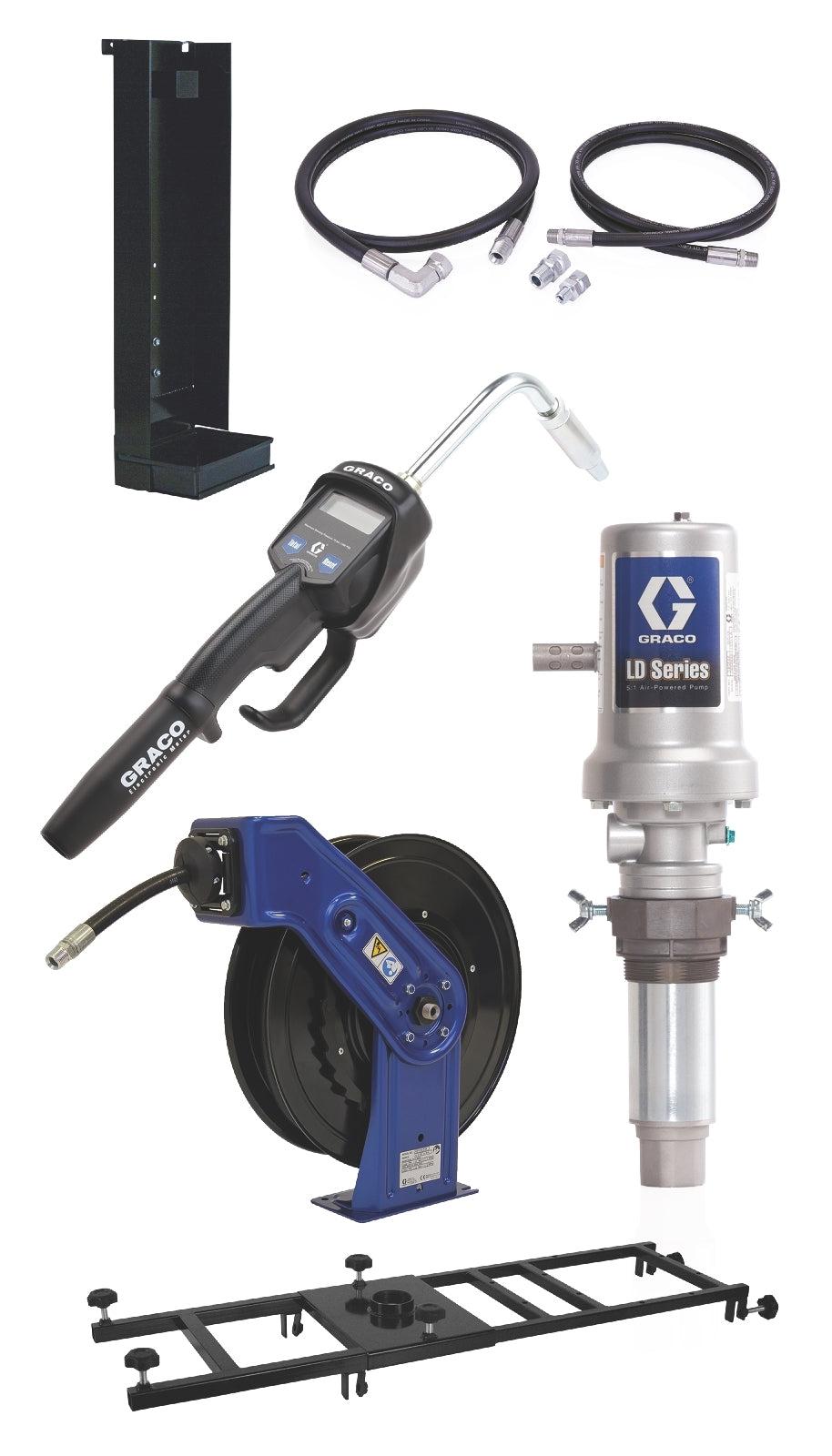 Graco LD Series 5:1 Universal Pump Package with Hose Reel - Manual Meter, Rigid Extension, NPT