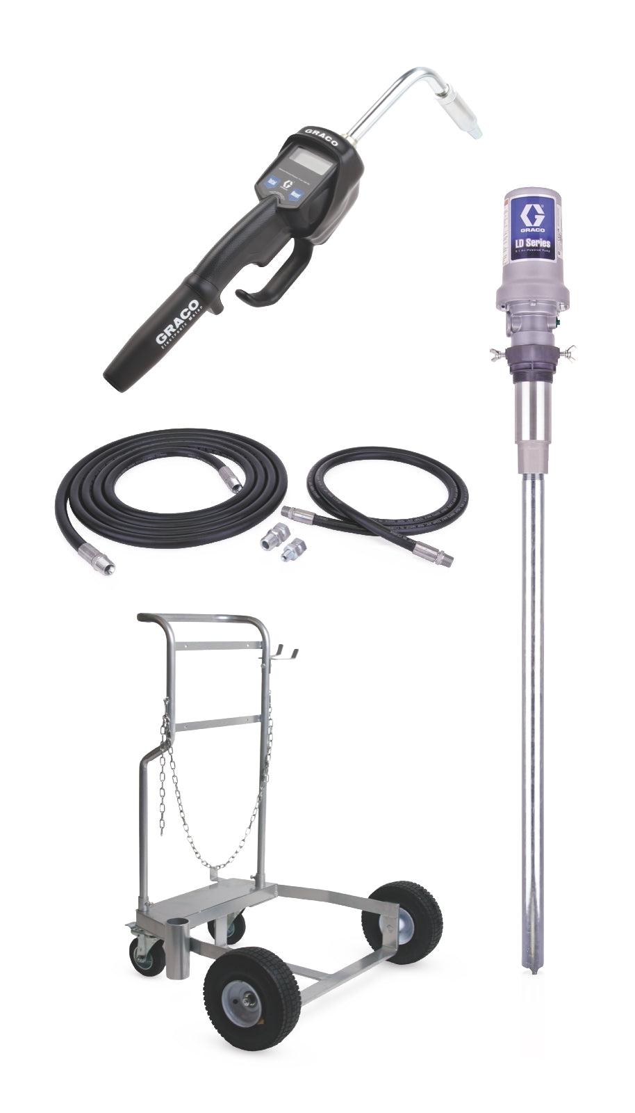Graco LD Series 5:1 55 Gallon (200 Liter) Barrel Mobile Oil Pump Package - Manual Meter - Rigid Extension