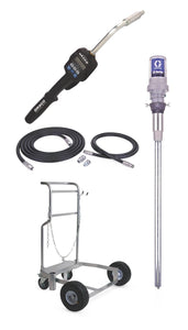 Graco LD Series 5:1 Mobile 55 Gallon (200 Liter) Oil CE Pump Package - Preset Meter, Rigid Extension, BSPP