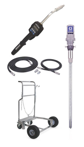 Graco LD Series 5:1 Mobile 55 Gallon (200 Liter) Oil CE Pump Package - Preset Meter, Rigid Extension, BSPT