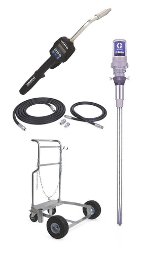 Graco LD Series 3:1 Mobile 55 Gallon (200 Liter) Oil CE Pump Package - Preset Meter, Flex Extension, BSPT