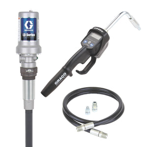 Graco LD Series 3:1 Stationary Oil Pump CE Package - Includes 2-Way Vented Valve and Air Regulator - Manual Meter - Rigid Extension