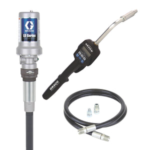 Graco LD Series 5:1 Stationary 55 Gallon (200 Liter) Oil CE Pump Package - Preset Meter, Rigid Extension, BSPT
