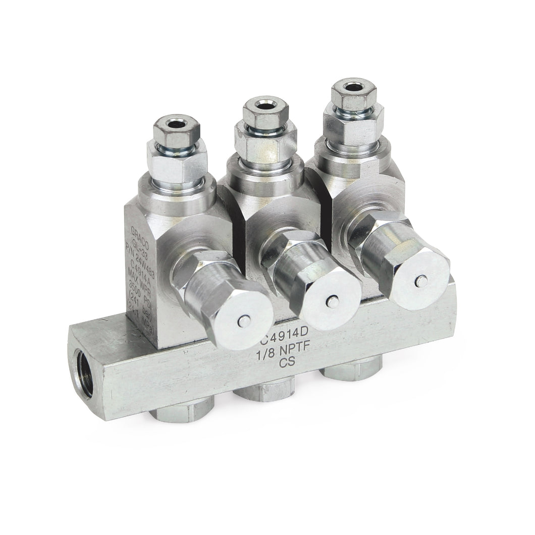 Graco GL-33™ Grease Injector, Carbon Steel, 3 Injector Manifold, 1/8 NPT