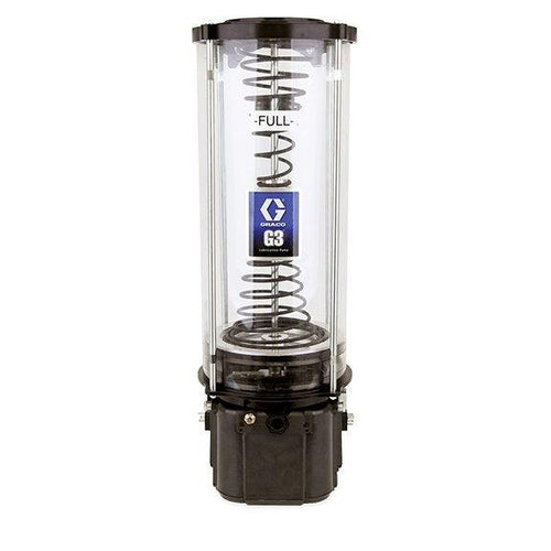 Graco G3™ Standard Grease Lubrication Pump, 24 VDC, 12 Liter One-Piece Reservoir, Follower Plate, External Low Level, DIN