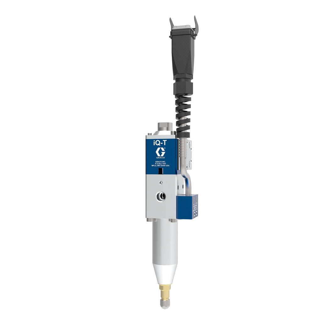 iQ Dispense Valve, Elite Tip-Seal, Heated, 0.098in (2.5mm) Tip, 2.36in (60mm) Nozzle, Remote Mount Solenoid