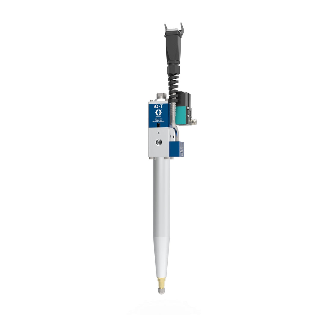 iQ Dispense Valve, Elite Tip-Seal, Heated, 0.098in (2.5mm) Tip, 7.87in (200mm) Nozzle, Direct Mount Solenoid