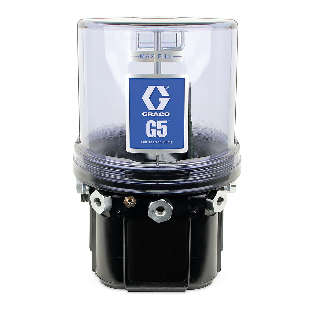 Graco G5™ Standard Pump Assembly, 24 VDC, 4 Liter,  External Low Level, Pressure Relief Valves, Return To Reservoir, Standard Oriented 5-Pin CPC