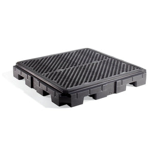 PIG Heavy-Duty 4-Drum Poly Spill Containment Pallet Black WD 62.5