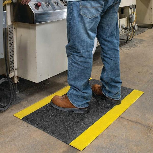 TuffGrit Comfort Anti-Fatigue Mat, 2'x3', Black with Yellow Border