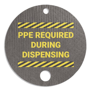 Absorbent Barrel Top Safety Message Mat w Poly Backing .75in Dia. and 2in Dia., 25PK