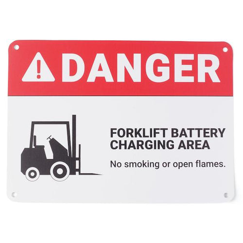 Forklift Battery Charging Area Sign, 10inx7in, Aluminum