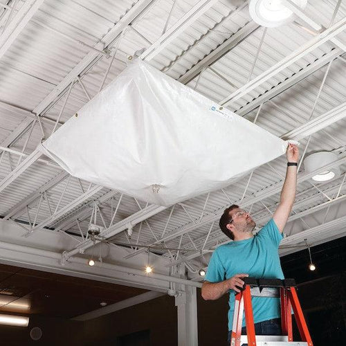 PIG Magnetic Roof Leak Diverter Tarp White 5' L x 5' W