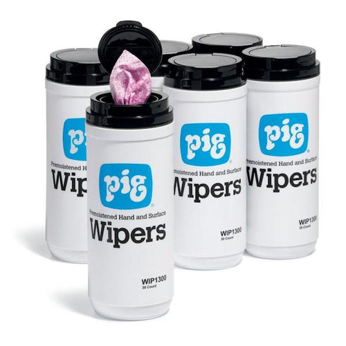 PIG Premoistened Hand and Surface Wiper 180 wipers/case, 30 wipers/disp, 6 disp/case 12