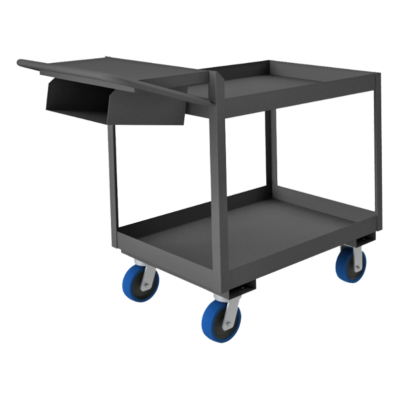 Durham OPCP3FS-2436-2-6PU-95 Order Picking Cart, 2 Shelves With Lips Up, 24 X 36