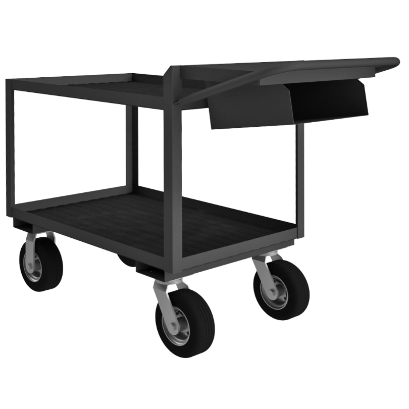 Durham OPCPFS-244838-2-RM-8PN-95 Order Picking Cart, 2 Shelves With Lips Up, 24 X 48