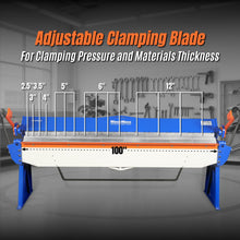 Load image into Gallery viewer, MechMaxx 100-inch Manual Sheet Metal Brake - 12 Gauge Bending Capacity, Adjustable Fingers, 8 Ft. Heavy-Duty Steel Construction, Precision Bending for Box and Pan PB10012
