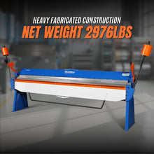 Load image into Gallery viewer, MechMaxx 120-inch Manual Sheet Metal Brake - 14 Gauge Bending Capacity, Adjustable Fingers, Heavy-Duty Steel Construction, Precision Bending for Box and Pan PB12014