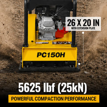 Load image into Gallery viewer, MechMaxx Honda GX160 Reversible Plate Compactor with Wheel Kit and Extension Plates, 5625 lb Centrifugal Force, PC150H