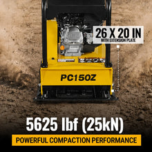 Load image into Gallery viewer, MechMaxx 5.8 HP Reversible Plate Compactor with Wheel Kit and Extension Plates, 5625 lb Centrifugal Force, PC150Z