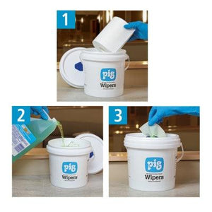 PIG® Bucket of Meltblown Polypropylene Wipers - Add Your Own Disinfectant
