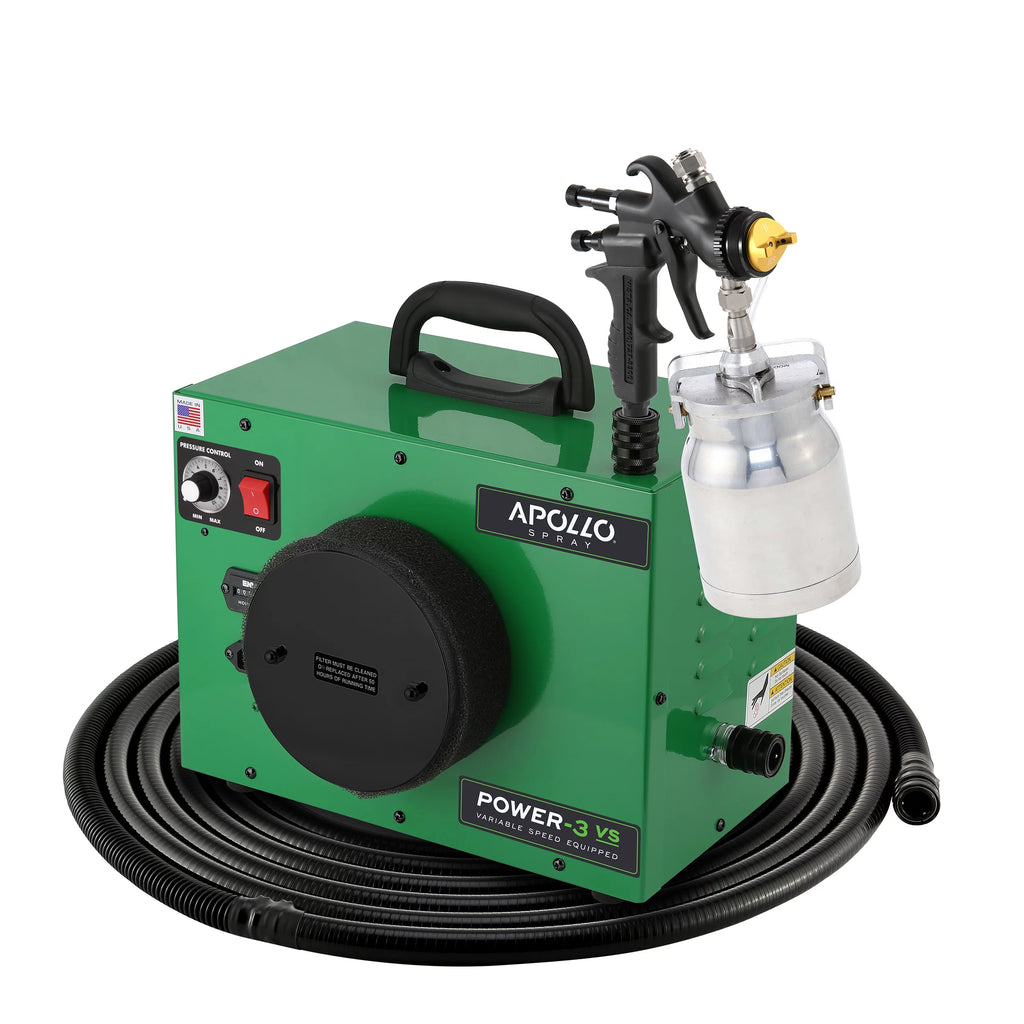 Apollo Power-3 VS 3-Stage 120V HVLP Paint Sprayer w/ 29' Air Flex Hose & A7700QT Spray Gun - Green