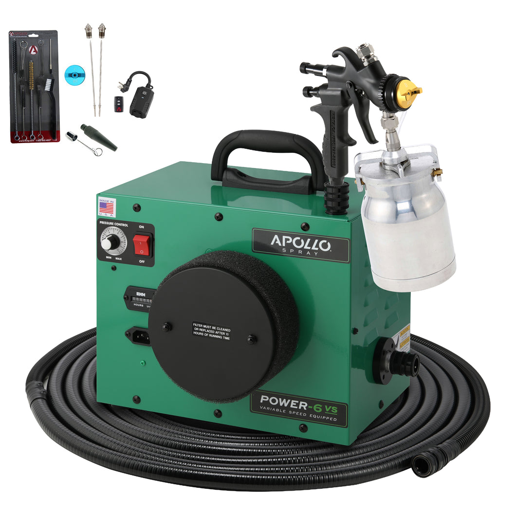 Apollo PW6-VS+110-7700QT-13-BHS POWER-6 VS HVLP Paint Spray System – PLUS Package with 1.3mm Nozzle and Bottom Feed Cup